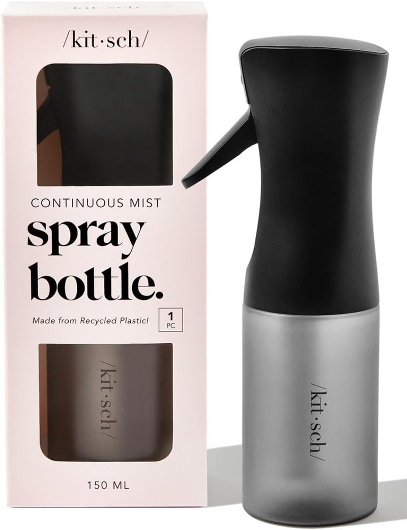 Kitsch Continuous Spray Bottle for Hair – Fine Mist Water Mister & Water Spray Bottle – Recycled Hair Spray Bottle – Spray Bottles for Cleaning, Styling, Plants & More – Black, 150ml - Image 1